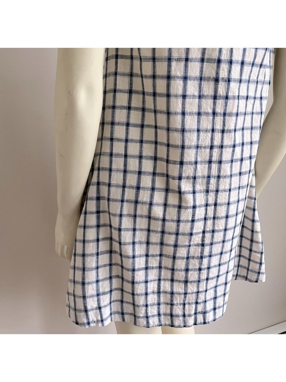 Madewell Women’s Embroidered Sunray Shirtdress Sleeveless Cream & Navy Check XXS - Picture 12 of 15